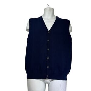 Piattelli Barneys NY Cotton Cashmere Sweater Vest Navy Blue Mens Size M